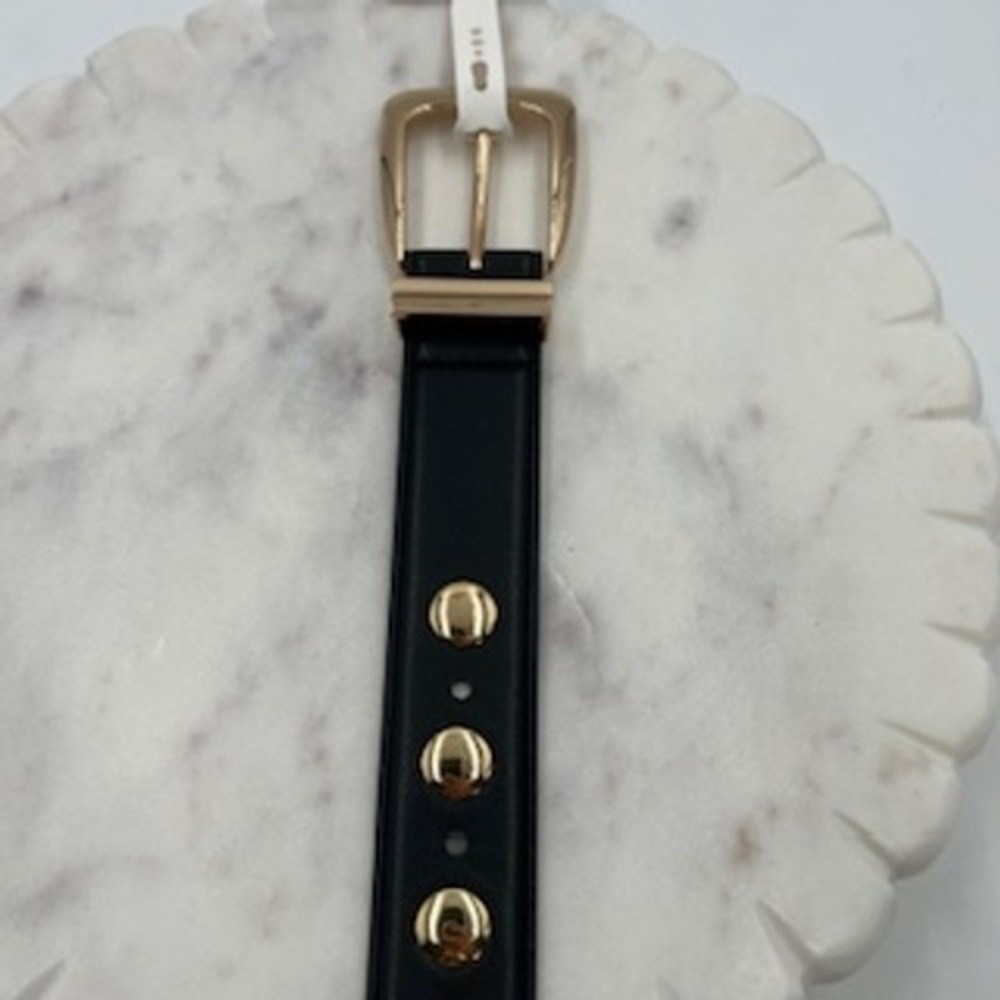 a new day Womens Black Studded Belt Gold Tone Hardware Small NEW - Picture 3 of 6